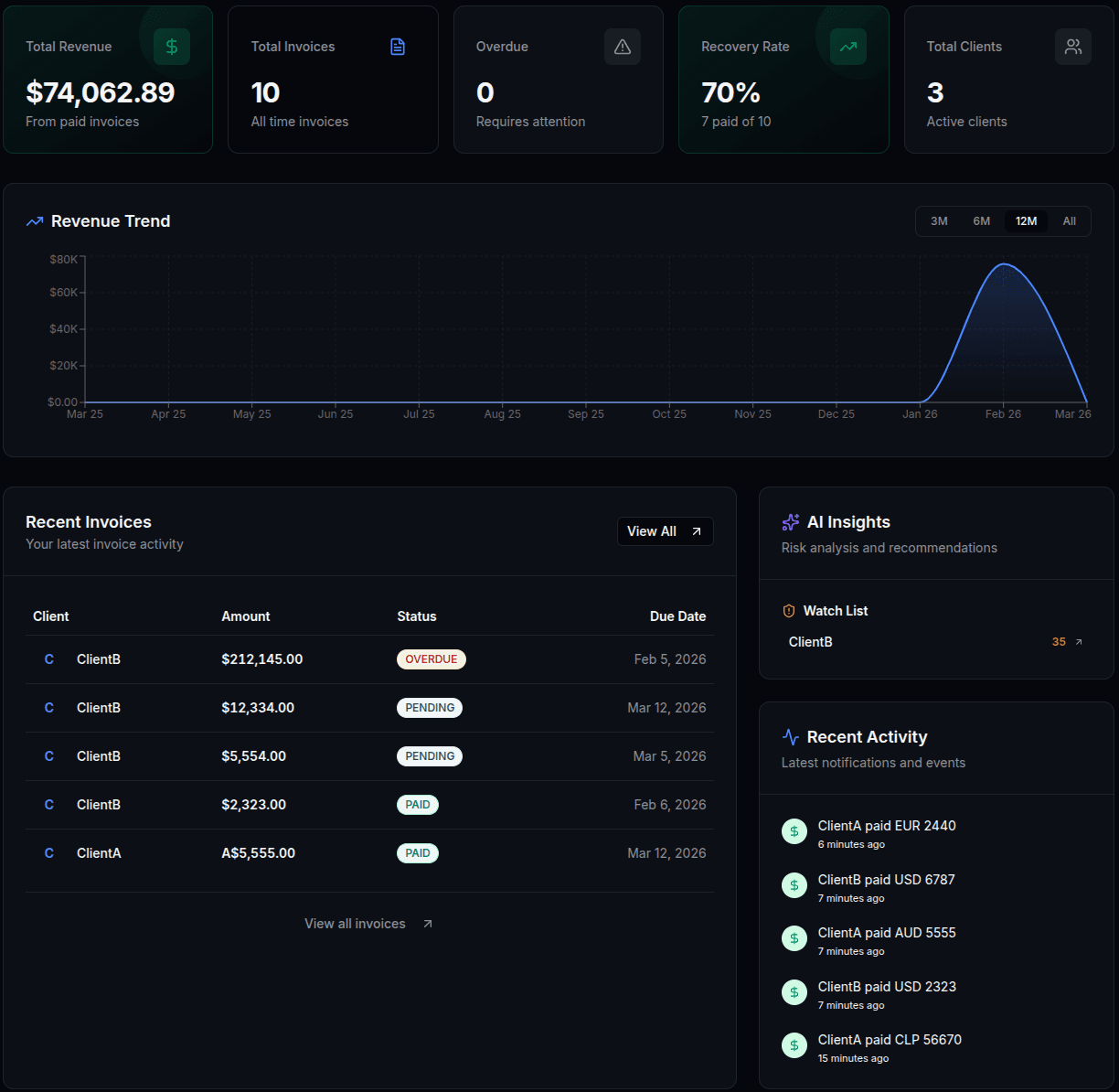 PaymentPulse dashboard
